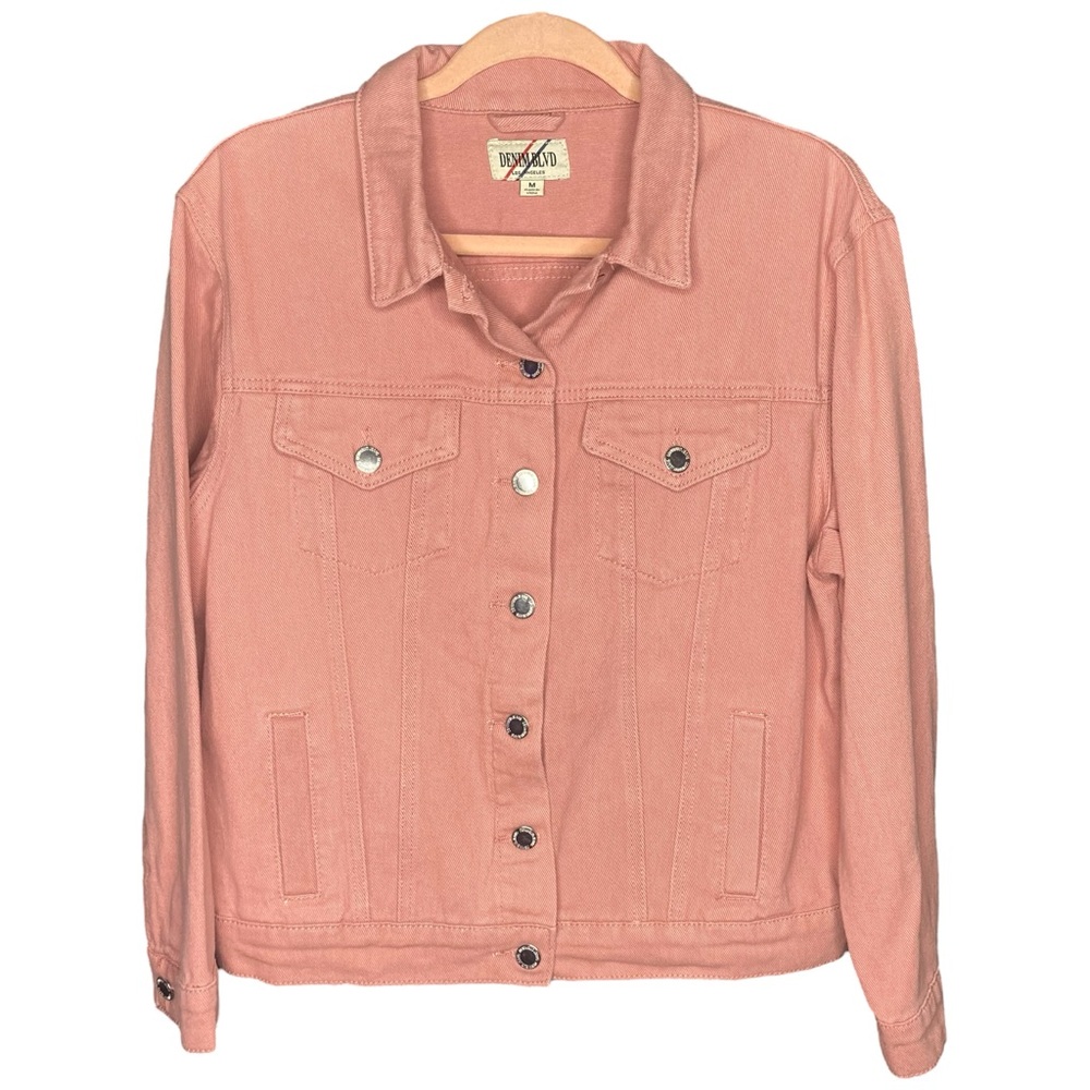 Denim Blvd Los Angeles M Rose Pink Denim Jean Jacket Button Up 100% Cotton